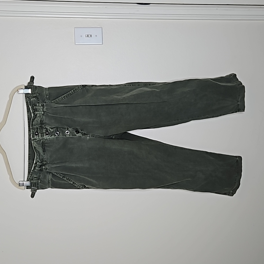 FREE PEOPLE Compass Star Cotton Green Trousers Size 12 - Picture 2 of 13